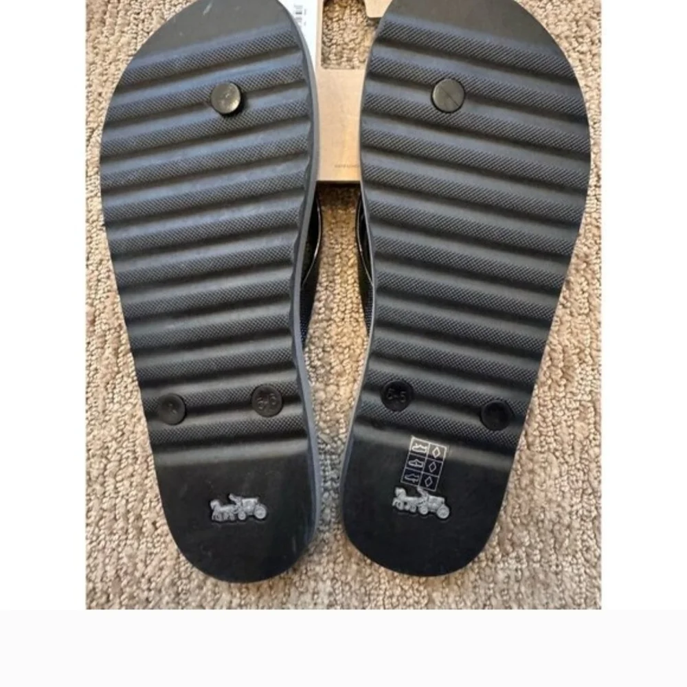 Coach Black Logo Flip Flop Sandals - Picture 4 of 8